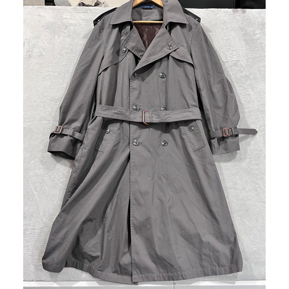VTG Towncraft Double Breasted Trench Coat 42 Tall With Liner‎ 90s Gray